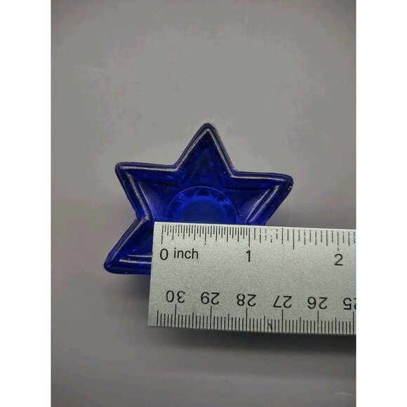 Vintage Cobalt Blue Glass Celestial Star Candle Holders, Fir Tree Candle, READ - Picture 13 of 17